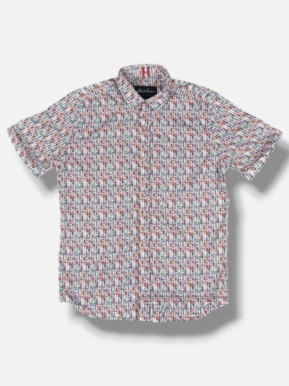 Robert Graham Men's White Linen Wine Print Short Sleeve Button-Up Shirt Size 3XL